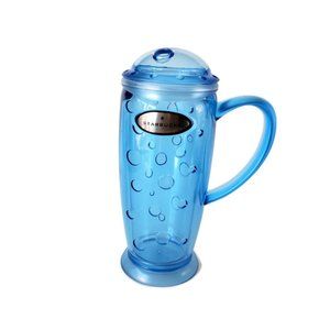 Starbucks 2003 Barista Rocket Tumbler Blue Polka Dot 16 Oz